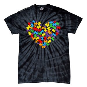 Autism Awareness Heart Valentine Day Puzzle Piece Boy Girl Tie-Dye T-Shirt