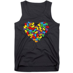 Autism Awareness Heart Valentine Day Puzzle Piece Boy Girl Tank Top