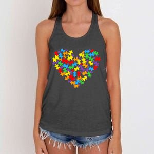 Autism Awareness Heart Valentine Day Puzzle Piece Boy Girl Women's Knotted Racerback Tank