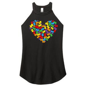 Autism Awareness Heart Valentine Day Puzzle Piece Boy Girl Women's Perfect Tri Rocker Tank