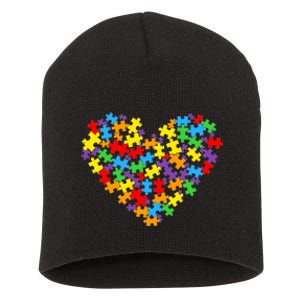 Autism Awareness Heart Valentine Day Puzzle Piece Boy Girl Short Acrylic Beanie