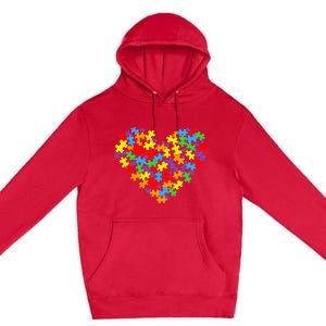 Autism Awareness Heart Valentine Day Puzzle Piece Boy Girl Premium Pullover Hoodie