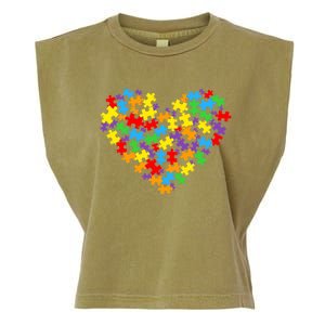 Autism Awareness Heart Valentine Day Puzzle Piece Boy Girl Garment-Dyed Women's Muscle Tee