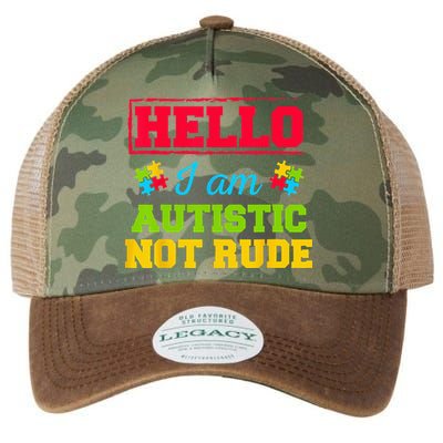 Autism Awareness Hello I Am Autistic Not Rude Im Autistic Legacy Tie Dye Trucker Hat