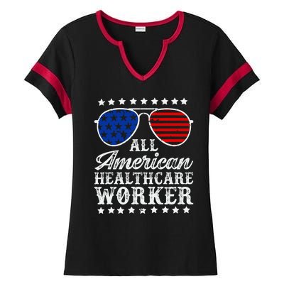 All American Healthcare Worker 4th Of July Family Matching Sunglasses Ladies Halftime Notch Neck Tee