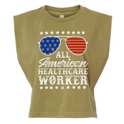 All American Healthcare Worker 4th Of July Family Matching Sunglasses Garment-Dyed Women's Muscle Tee