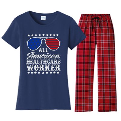 All American Healthcare Worker 4th Of July Family Matching Sunglasses Women's Flannel Pajama Set