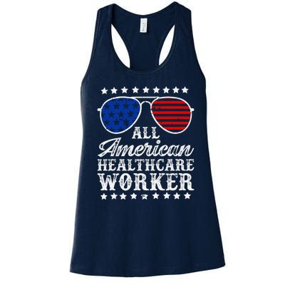 All American Healthcare Worker 4th Of July Family Matching Sunglasses Women's Racerback Tank