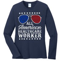 All American Healthcare Worker 4th Of July Family Matching Sunglasses Ladies Long Sleeve Shirt