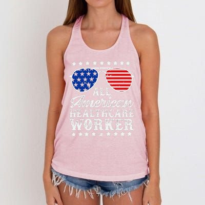 All American Healthcare Worker 4th Of July Family Matching Sunglasses Women's Knotted Racerback Tank