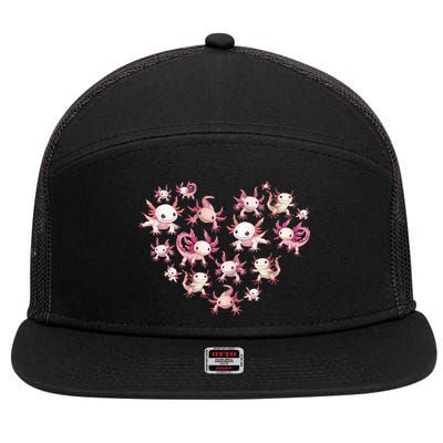 Axolotl Axolotl Heart Cute 7 Panel Mesh Trucker Snapback Hat