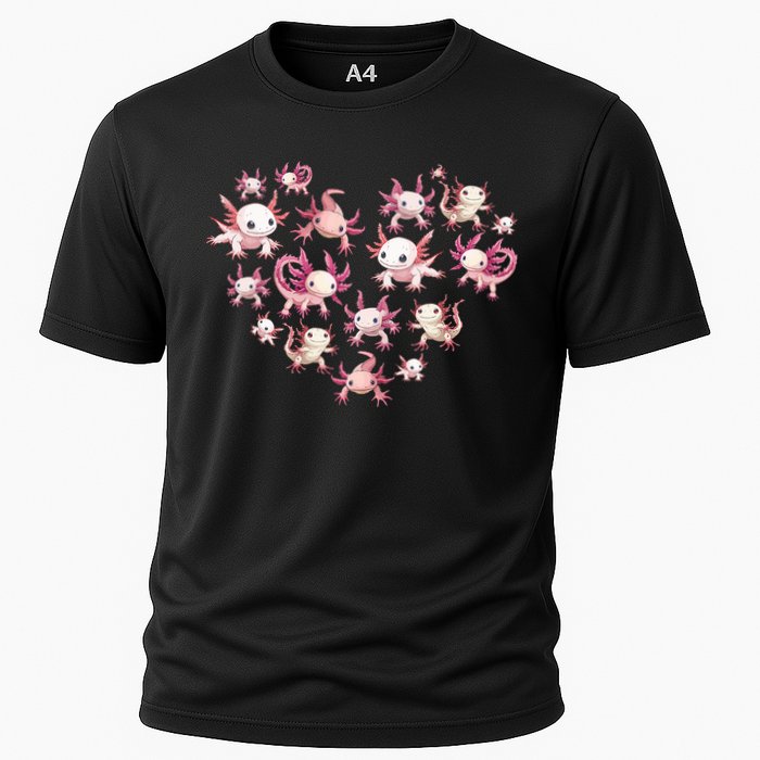 Axolotl Axolotl Heart Cute Cooling Performance Crew T-Shirt