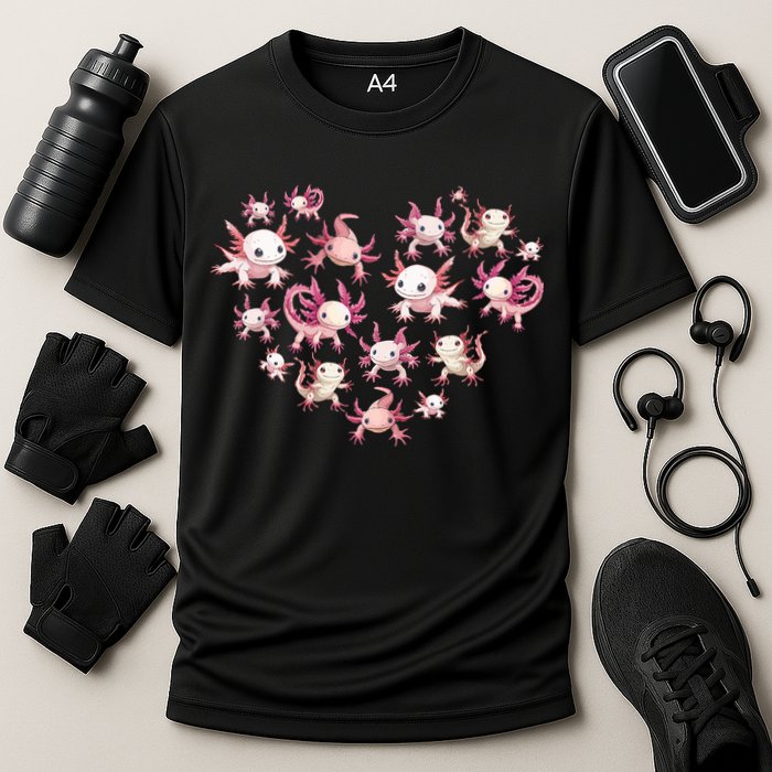 Axolotl Axolotl Heart Cute Cooling Performance Crew T-Shirt