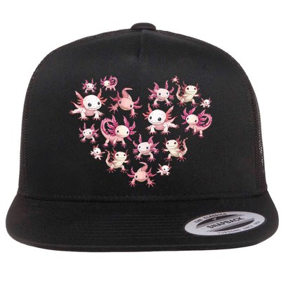 Axolotl Axolotl Heart Cute Flat Bill Trucker Hat