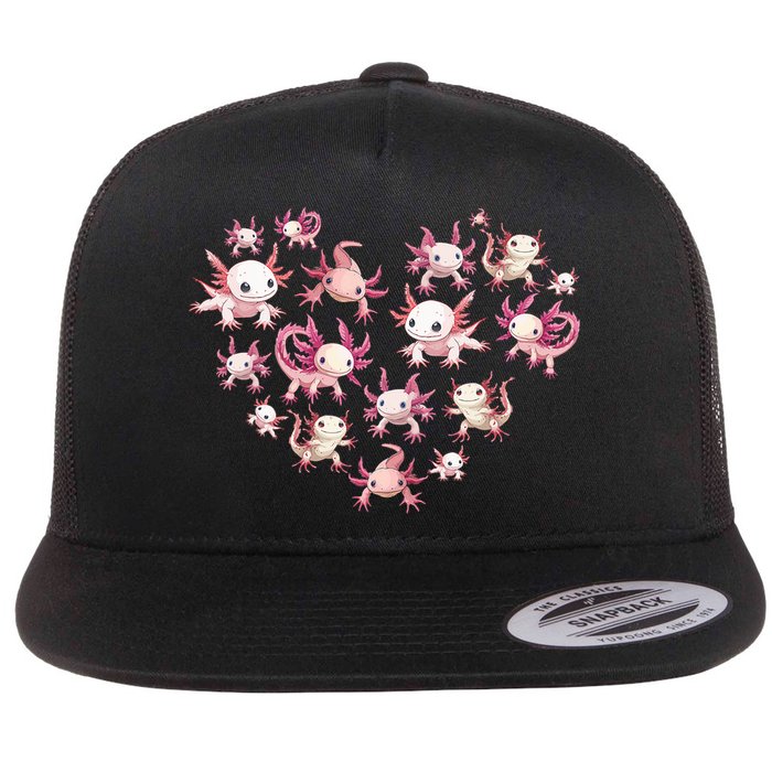 Axolotl Axolotl Heart Cute Flat Bill Trucker Hat