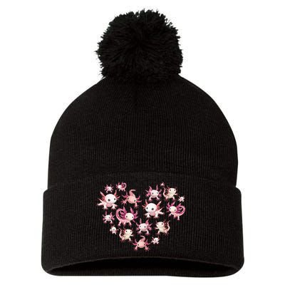 Axolotl Axolotl Heart Cute Pom Pom 12in Knit Beanie