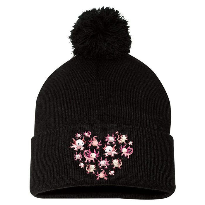 Axolotl Axolotl Heart Cute Pom Pom 12in Knit Beanie