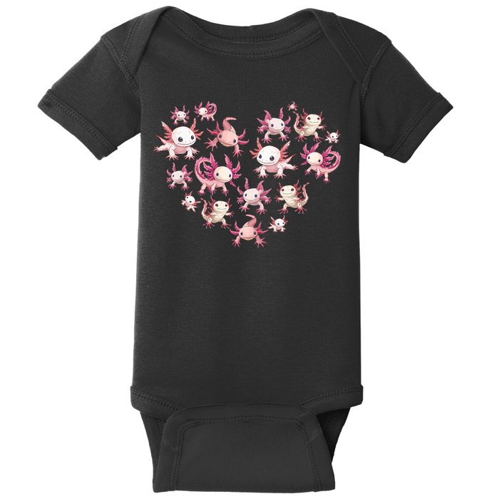 Axolotl Axolotl Heart Cute Baby Bodysuit