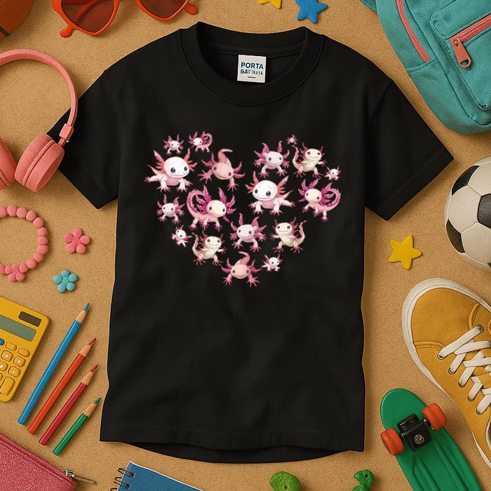 Axolotl Axolotl Heart Cute Kids T-Shirt