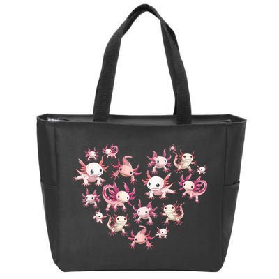 Axolotl Axolotl Heart Cute Zip Tote Bag