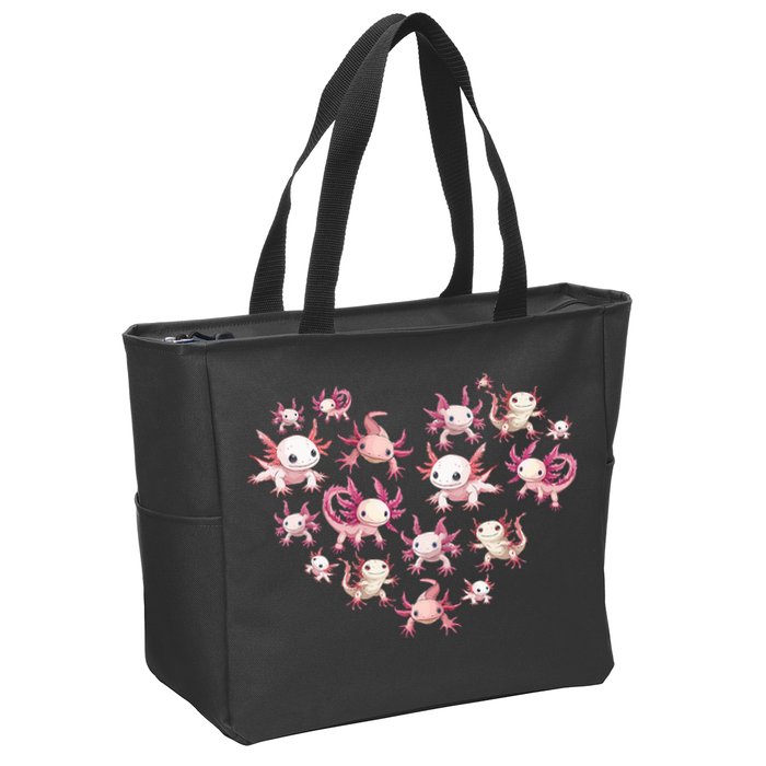Axolotl Axolotl Heart Cute Zip Tote Bag