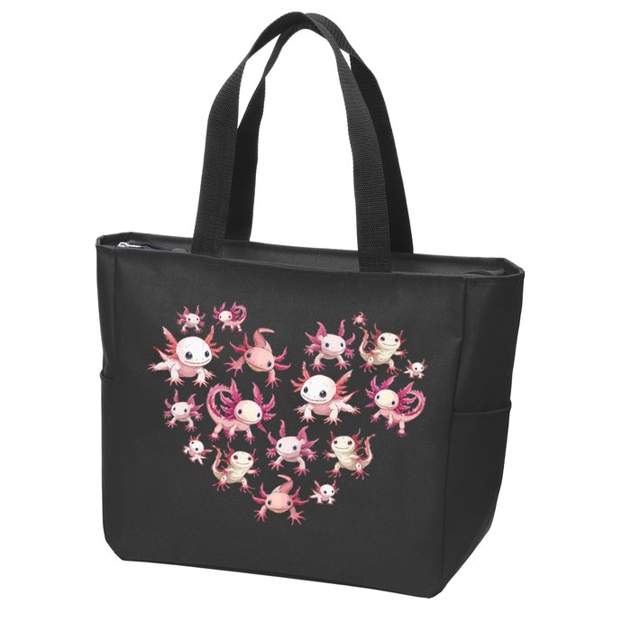 Axolotl Axolotl Heart Cute Zip Tote Bag