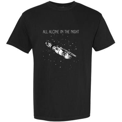 All Alone In The Night Space Station Black Sci Fi Garment-Dyed Heavyweight T-Shirt