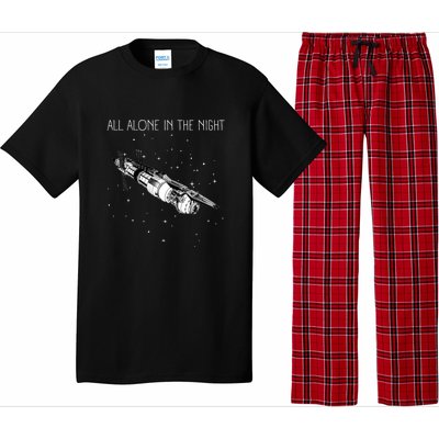 All Alone In The Night Space Station Black Sci Fi Pajama Set