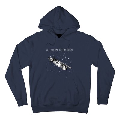 All Alone In The Night Space Station Black Sci Fi Hoodie