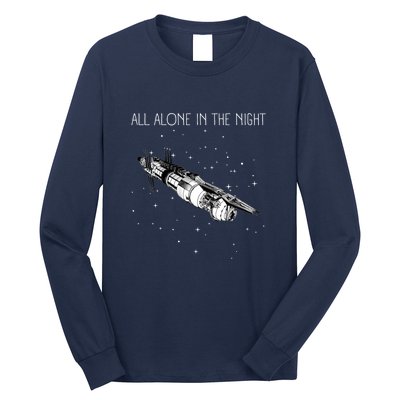 All Alone In The Night Space Station Black Sci Fi Long Sleeve Shirt