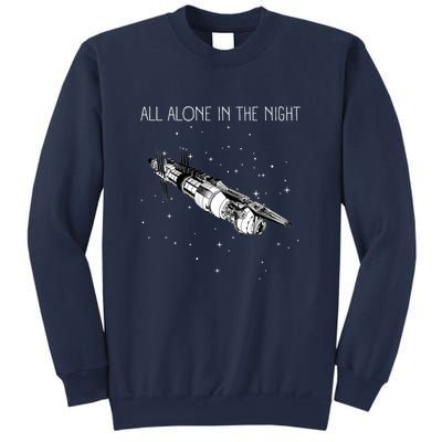 All Alone In The Night Space Station Black Sci Fi Sweatshirt