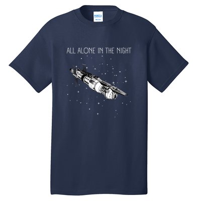 All Alone In The Night Space Station Black Sci Fi Tall T-Shirt