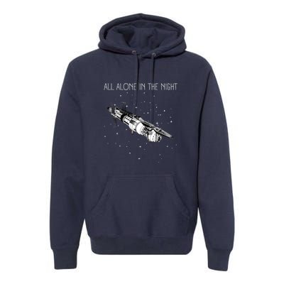 All Alone In The Night Space Station Black Sci Fi Premium Hoodie