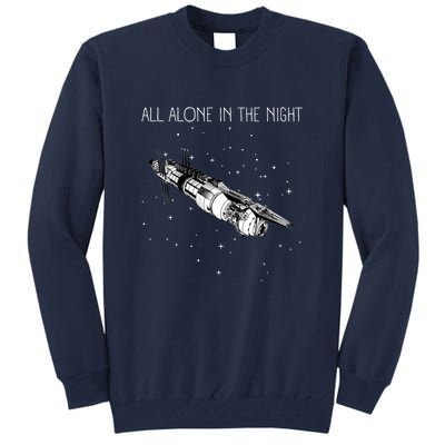 All Alone In The Night Space Station Black Sci Fi Tall Sweatshirt