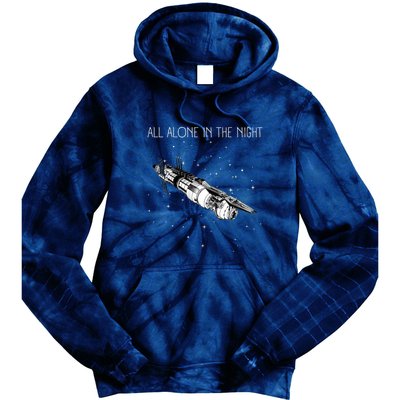 All Alone In The Night Space Station Black Sci Fi Tie Dye Hoodie