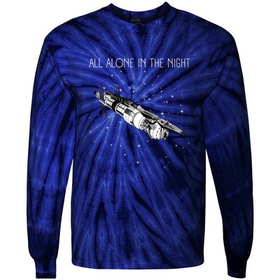 All Alone In The Night Space Station Black Sci Fi Tie-Dye Long Sleeve Shirt