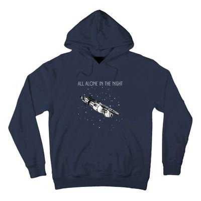 All Alone In The Night Space Station Black Sci Fi Tall Hoodie