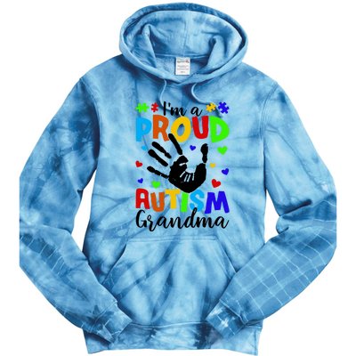 Autism Awareness I Am A Proud Autism Grandma Tie Dye Hoodie