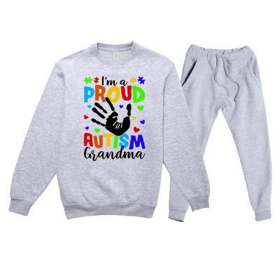 Autism Awareness I Am A Proud Autism Grandma Premium Crewneck Sweatsuit Set