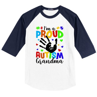 Autism Awareness I Am A Proud Autism Grandma Baseball Sleeve Shirt