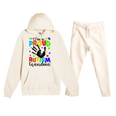 Autism Awareness I Am A Proud Autism Grandma Premium Hooded Sweatsuit Set