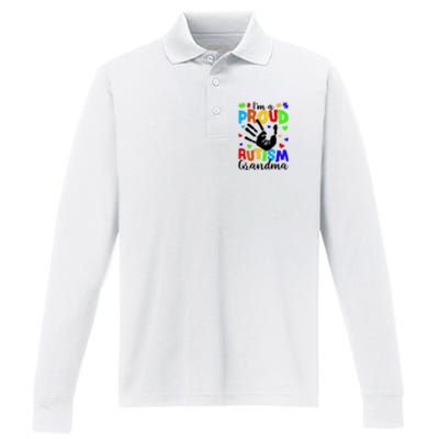 Autism Awareness I Am A Proud Autism Grandma Performance Long Sleeve Polo