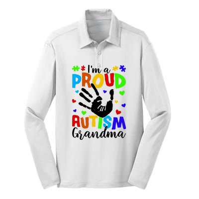 Autism Awareness I Am A Proud Autism Grandma Silk Touch Performance Long Sleeve Polo