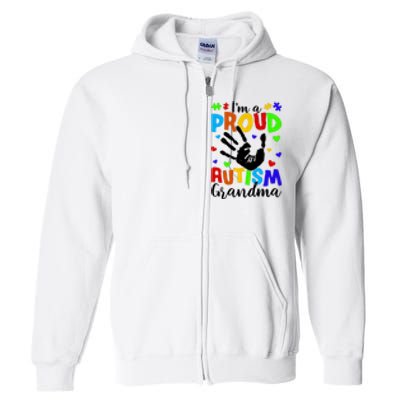 Autism Awareness I Am A Proud Autism Grandma Full Zip Hoodie