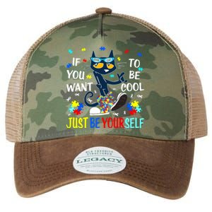 Autism Awareness If You Want To Be Cool Just Be Yourself Cat Legacy Tie Dye Trucker Hat