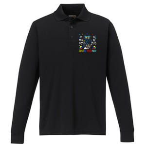 Autism Awareness If You Want To Be Cool Just Be Yourself Cat Performance Long Sleeve Polo