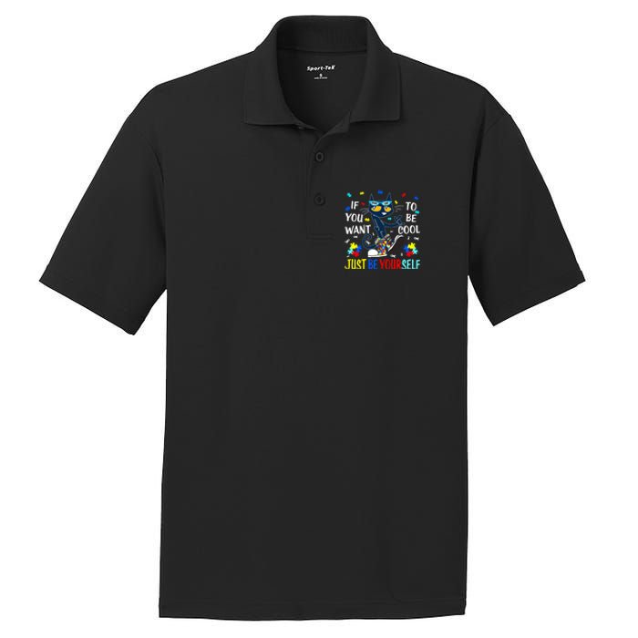 Autism Awareness If You Want To Be Cool Just Be Yourself Cat PosiCharge RacerMesh Polo