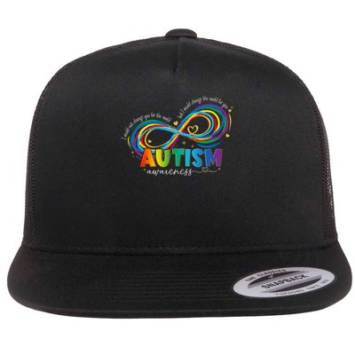 Autism Awareness I Would Change The World For You Austitic T-Shirt Flat Bill Trucker Hat