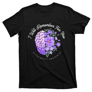 Alzheimer's Awareness I Will Remember For You Brain T-Shirt