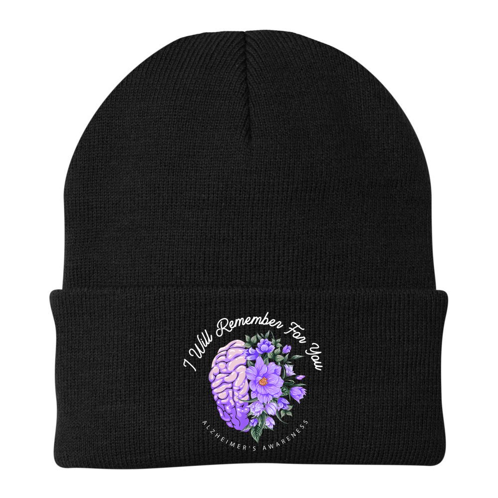 Alzheimer's Awareness I Will Remember For You Brain Beanie